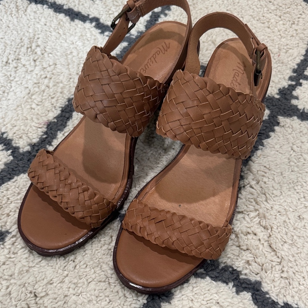 Madewell Tan Woven Leather Sandals